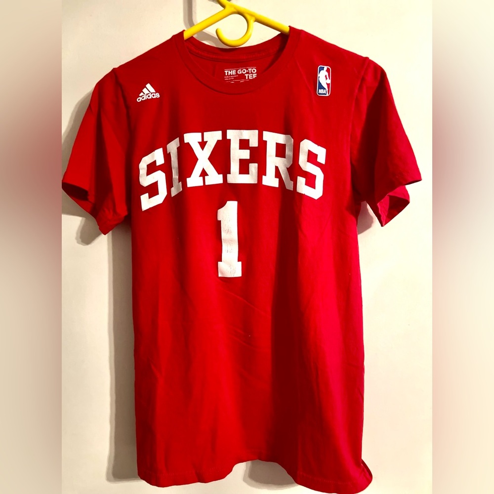 adidas Red Sixers #1 Tee‎ with White Lettering